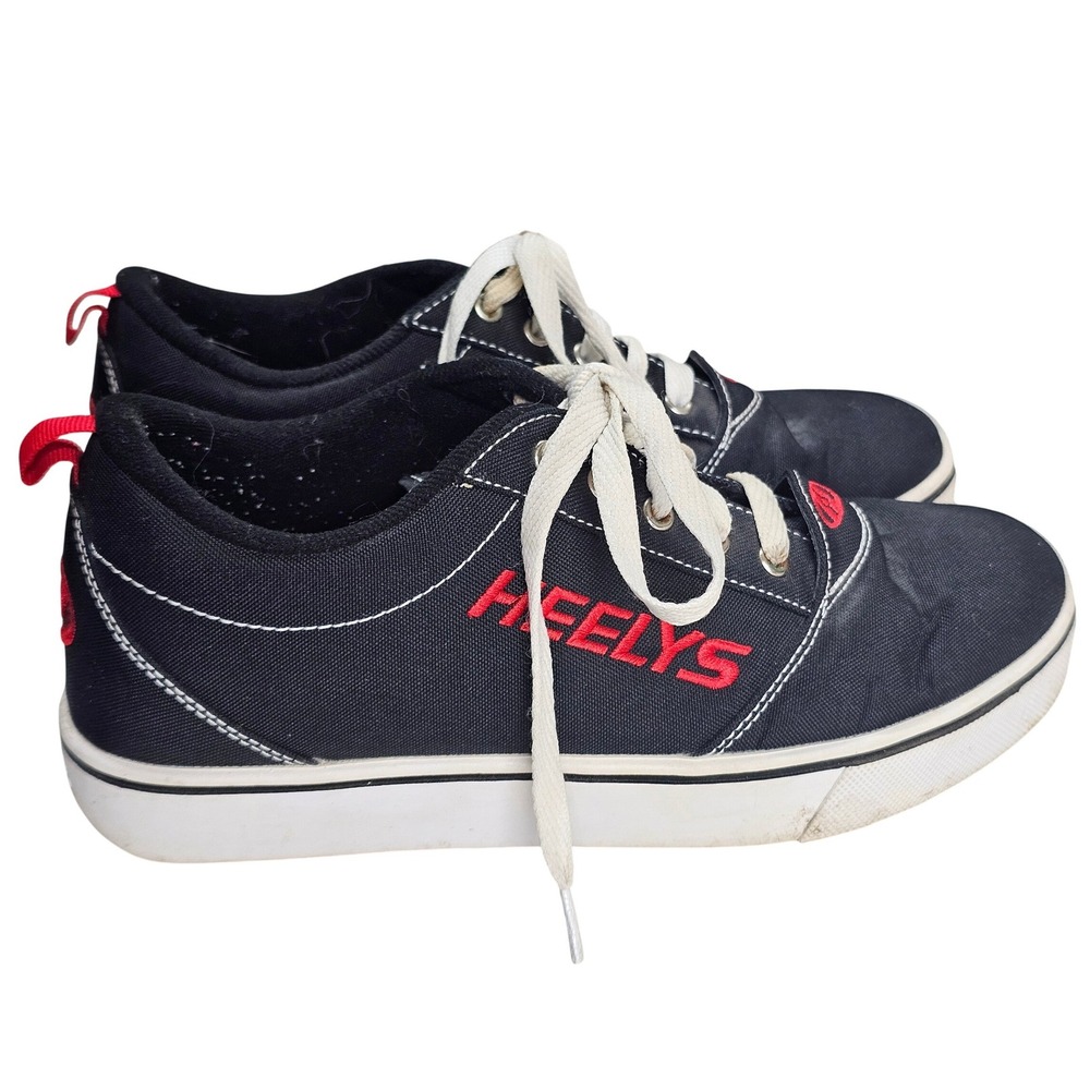 Heelys Mens 8 Roller Shoes Black Red Canvas Low Top Skate Sneakers Single Wheel